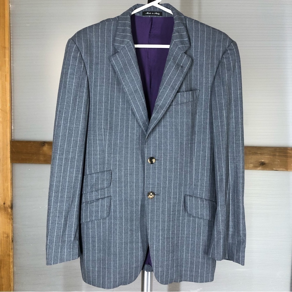 Vtg PAUL SMITH The Byard‎ Wool Grey Pinstripe Blazer Suit Sz S